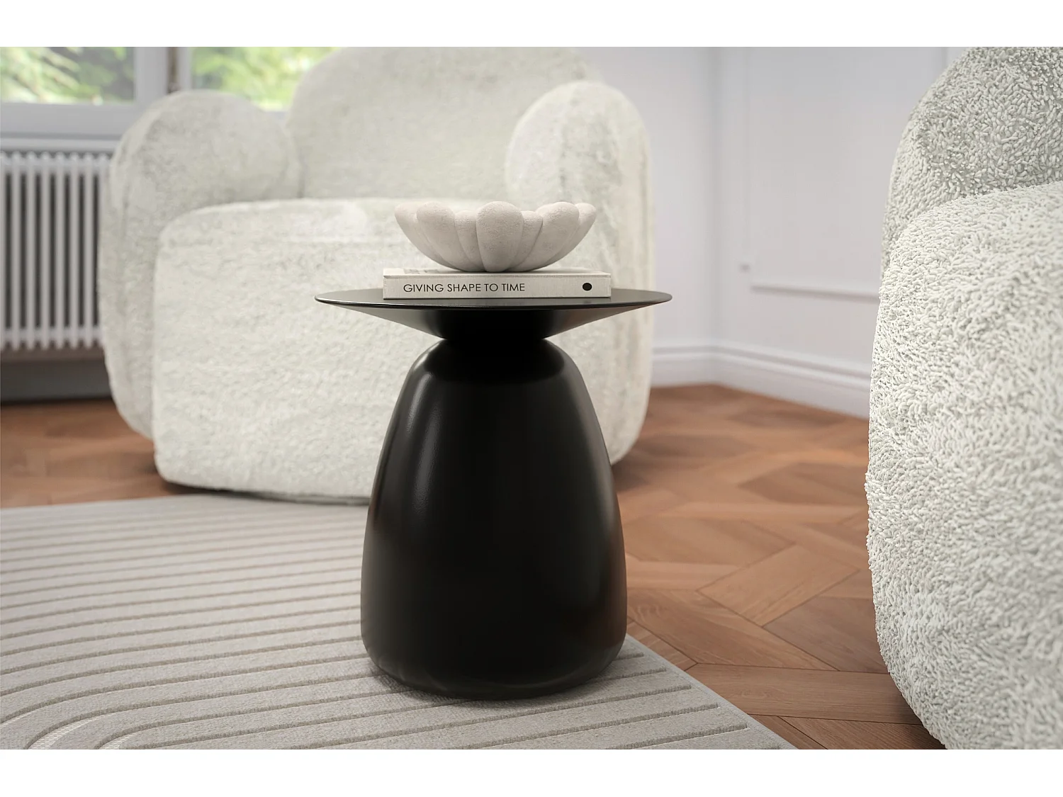 Stolik drewniany różne kolory Kayani Baobab 34, śr. 32,5 cm, czarny