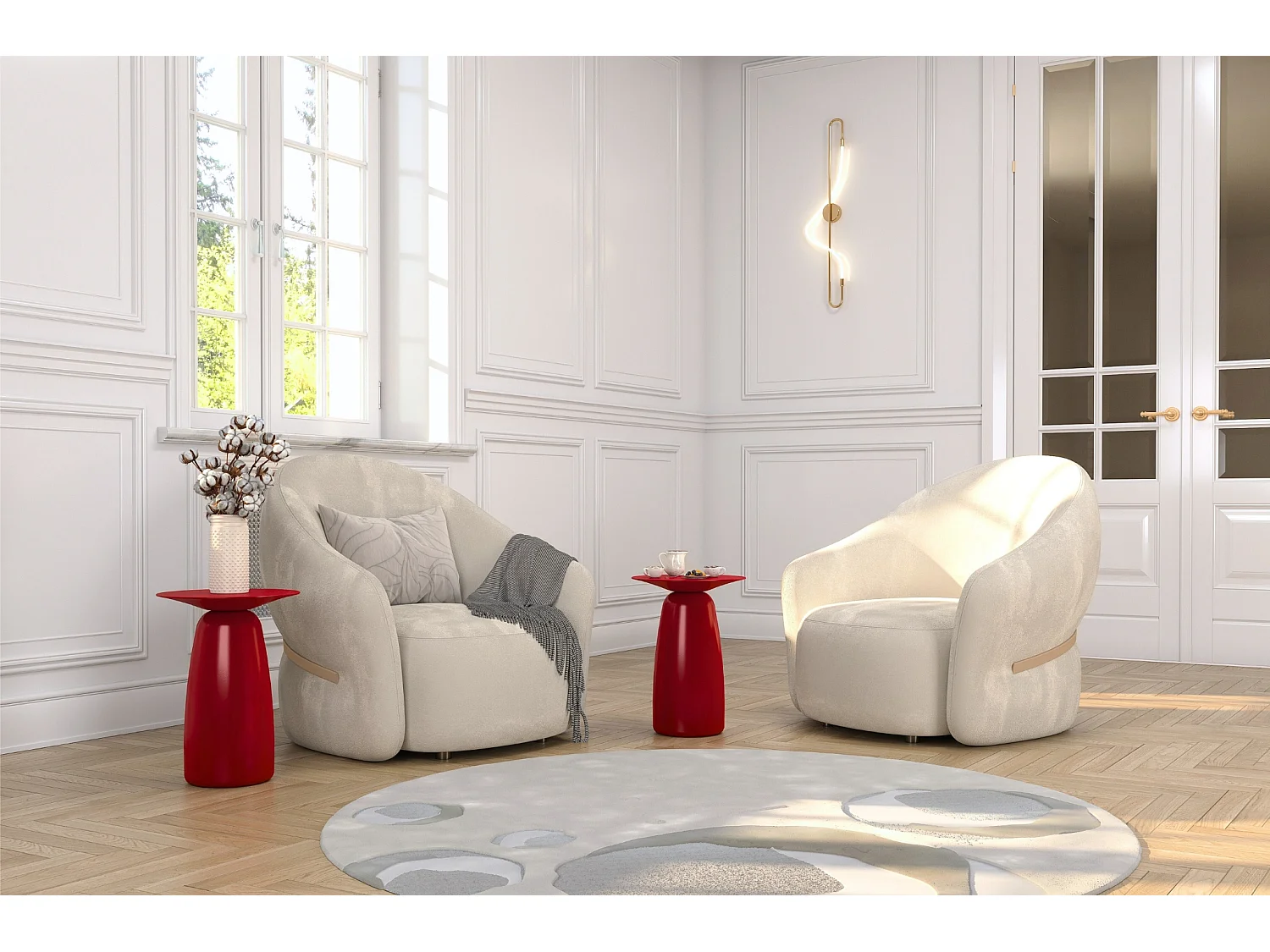 Stolik drewniany różne kolory Kayani Baobab 44, śr. 32,5 cm, bordowy