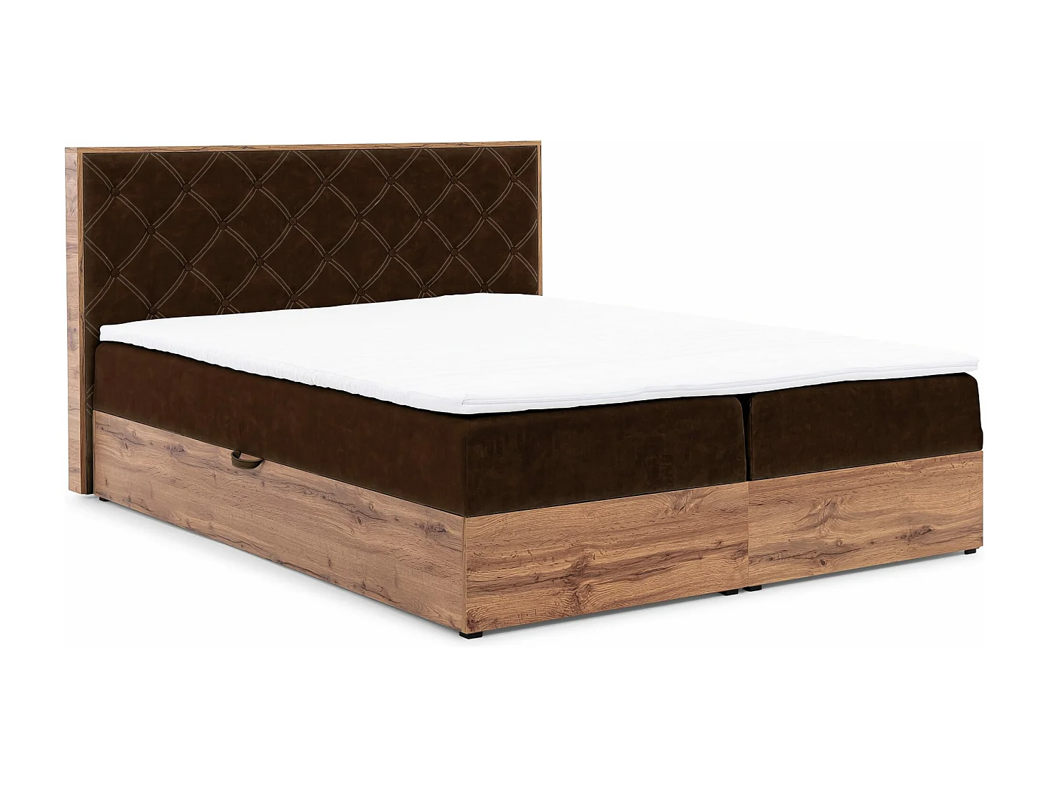 BOX BETT mit Topper Werdum 160x200 cm, Dunkelbraun (Torre 5)