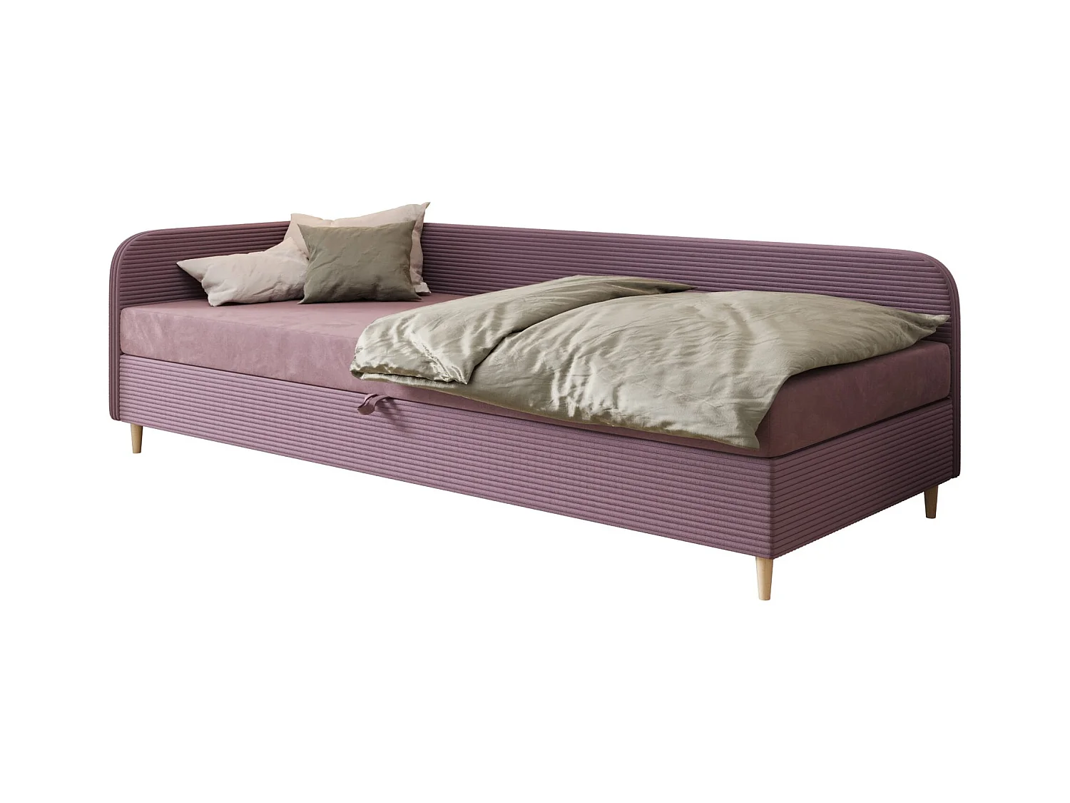 EINZELBETT aus Polyester und Cord Kobbevik Seite Links 80x200 cm, Lila