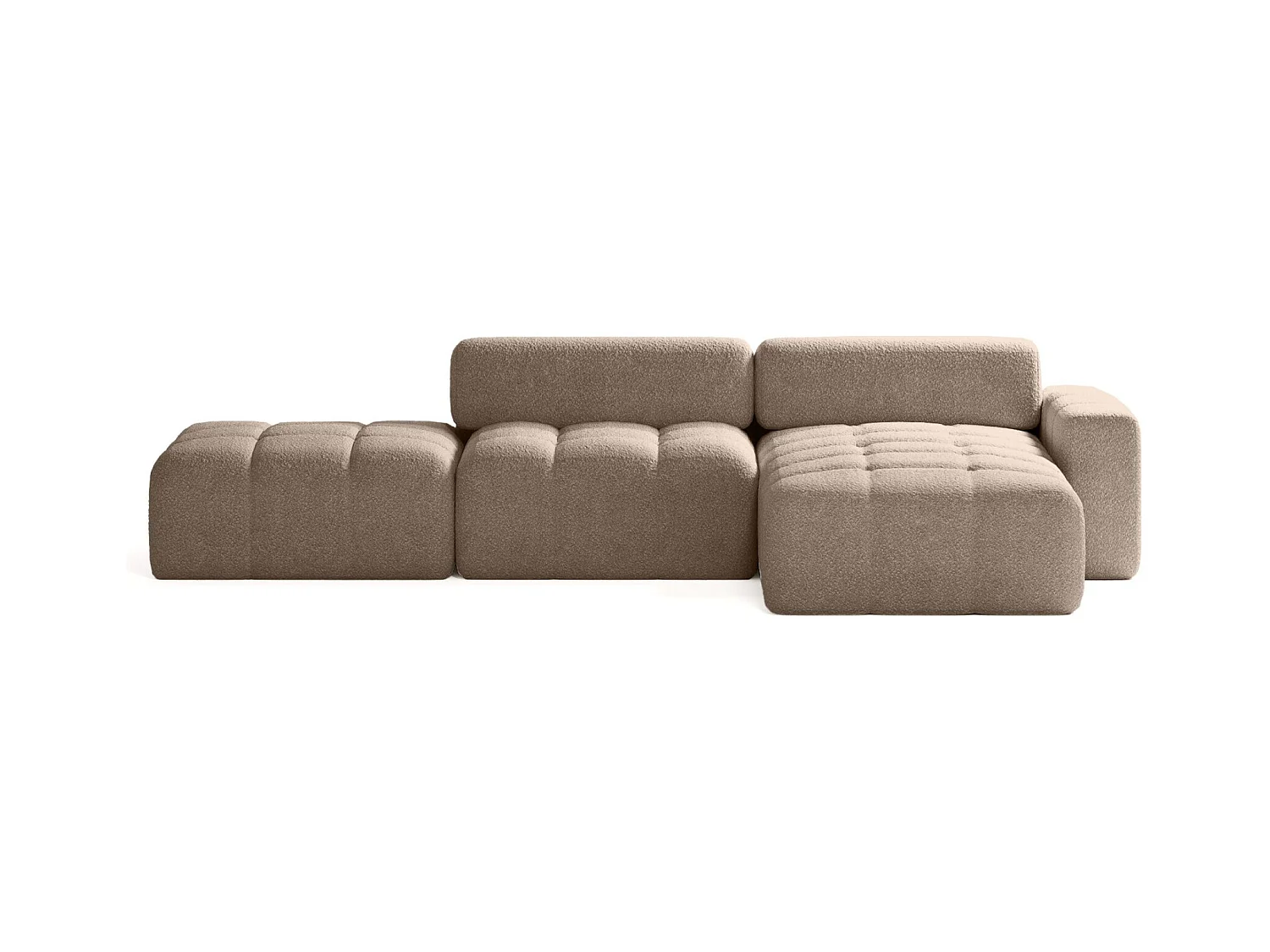 CANAPÉ D'ANGLE en tissu Bouclé Bornum Re 6 places, Marron
