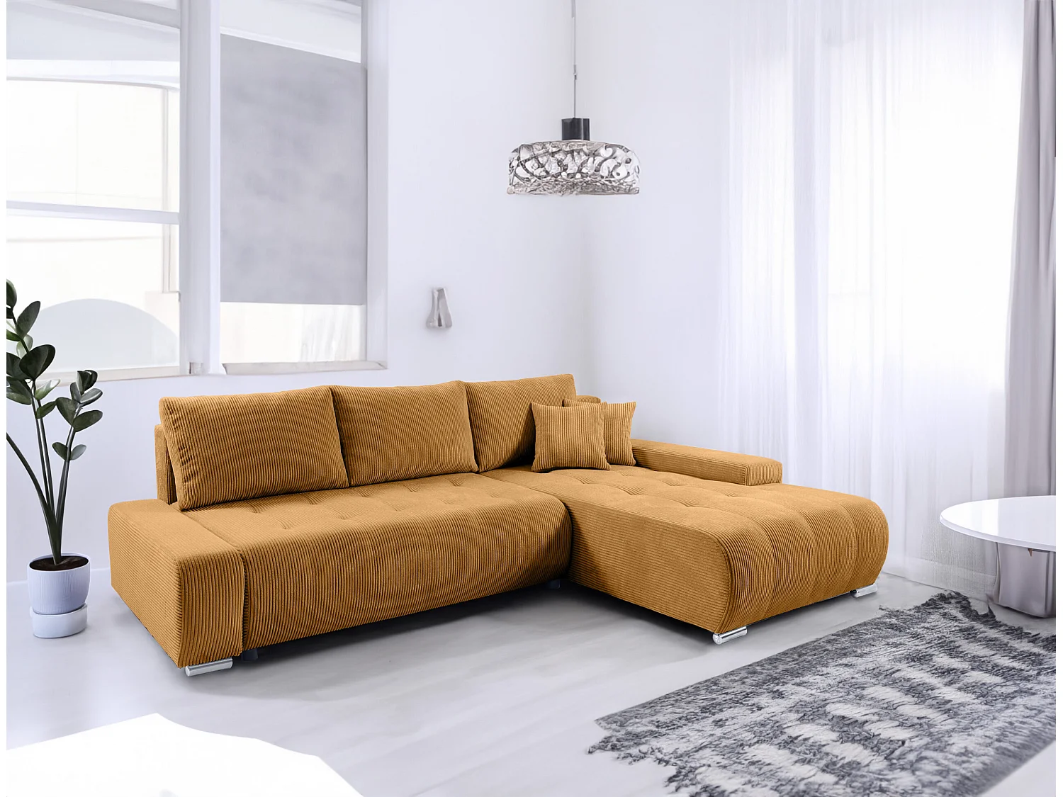 CANAPÉ D'ANGLE avec coffre de rangement Tragel L, marron