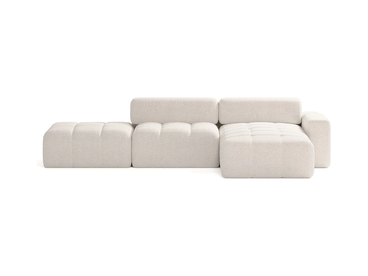 CANAPÉ D'ANGLE en tissu Bouclé Bornum Re 6 places, Crème