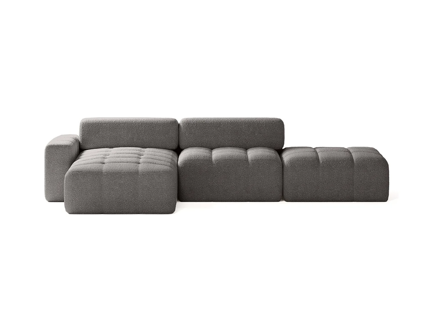 CANAPÉ D'ANGLE en tissu Bouclé Bornum Re 6 places, Gris