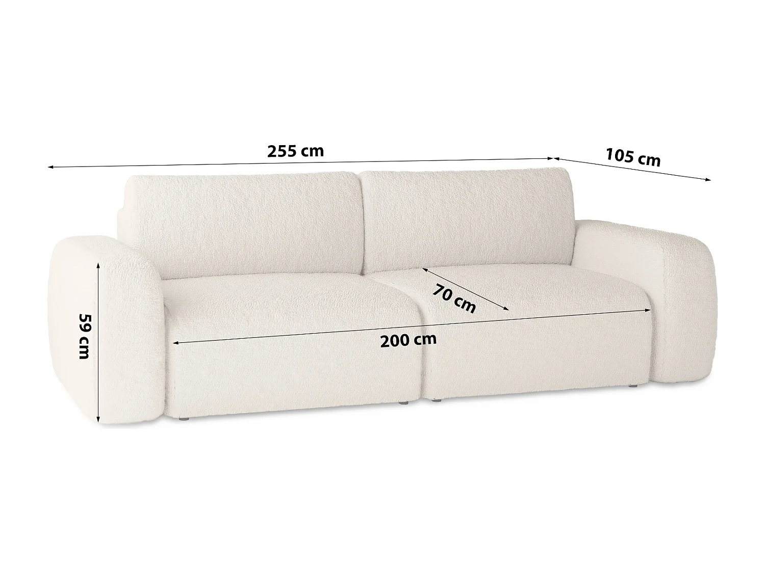 CANAPÉ CONVERTIBLE Tissu Bouclé Sassari Beige (Anthology 2)