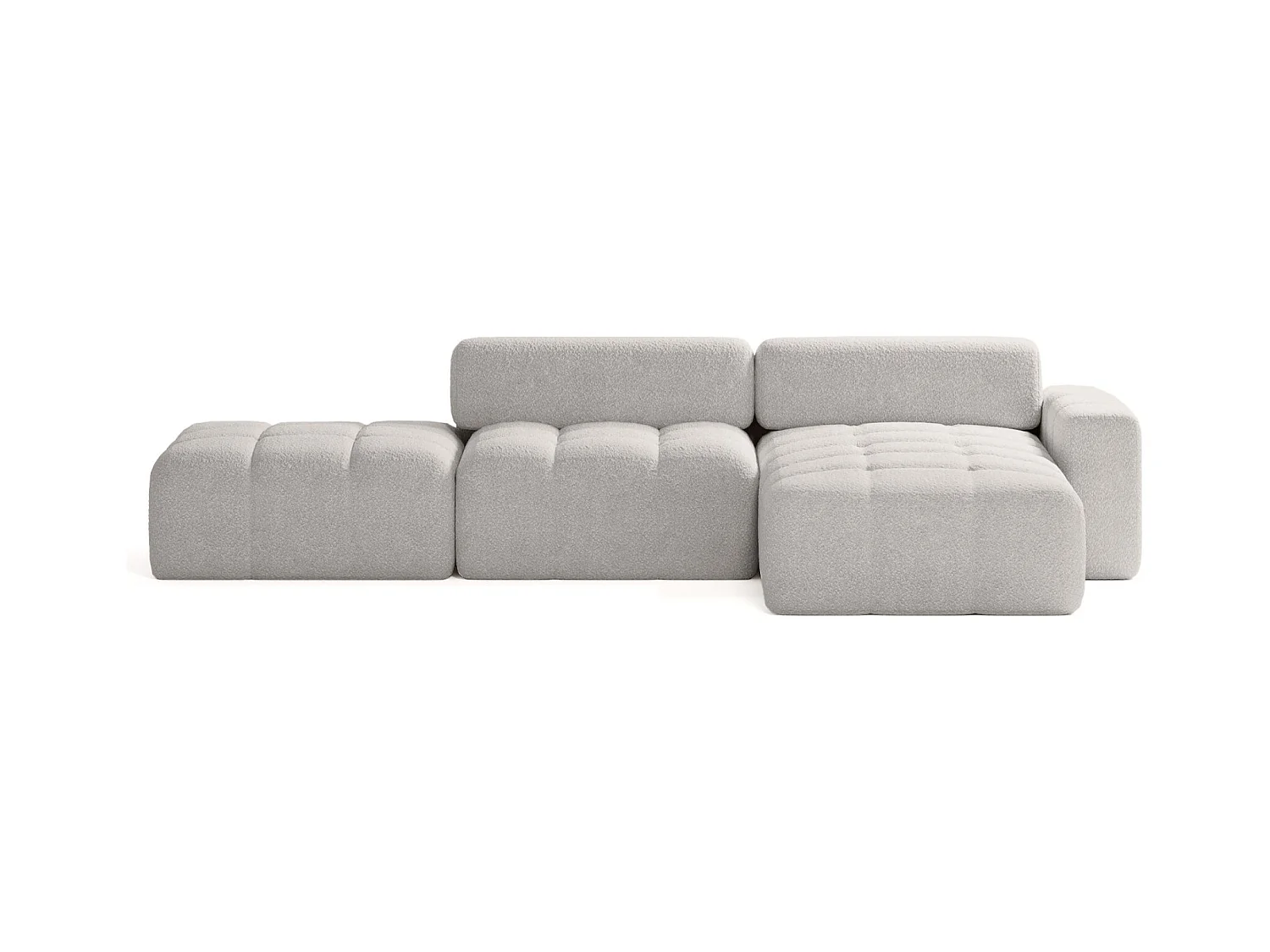 CANAPÉ D'ANGLE en tissu Bouclé Bornum Re 6 places, Gris clair
