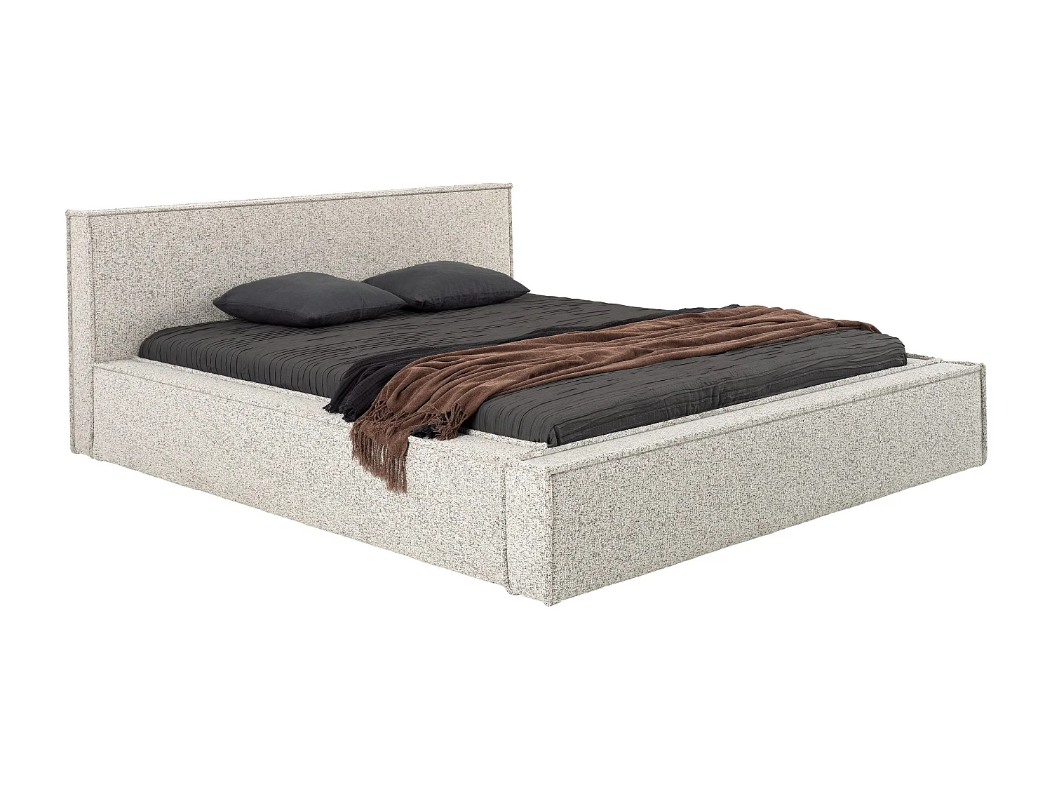 LIT TAPISSÉ Molde avec coffre de rangement 140x200 cm, Beige