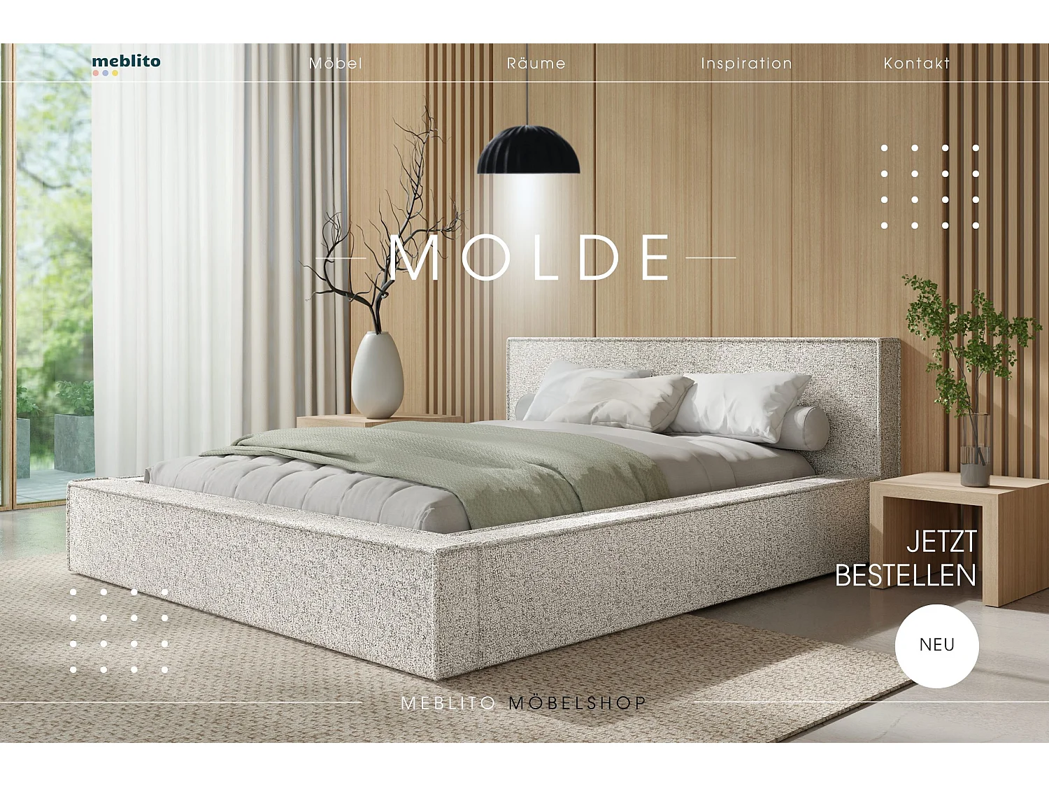 LIT TAPISSÉ Molde avec coffre de rangement 140x200 cm, Beige