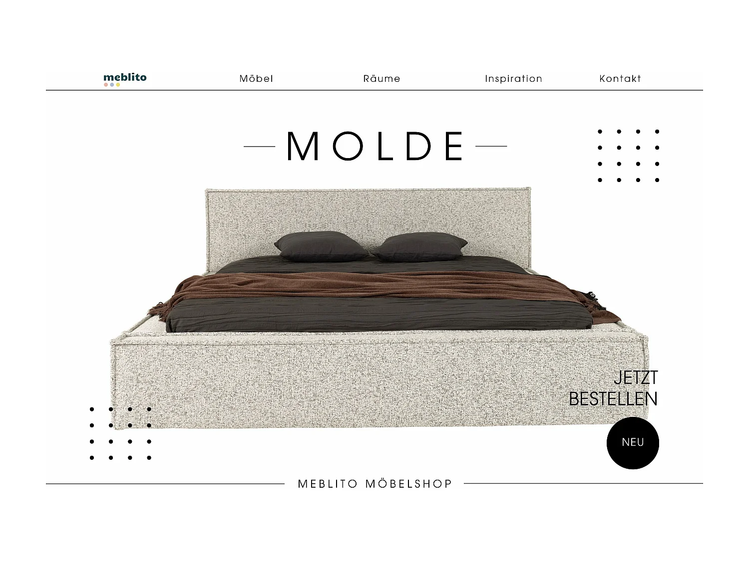 LIT TAPISSÉ Molde avec coffre de rangement 140x200 cm, Beige