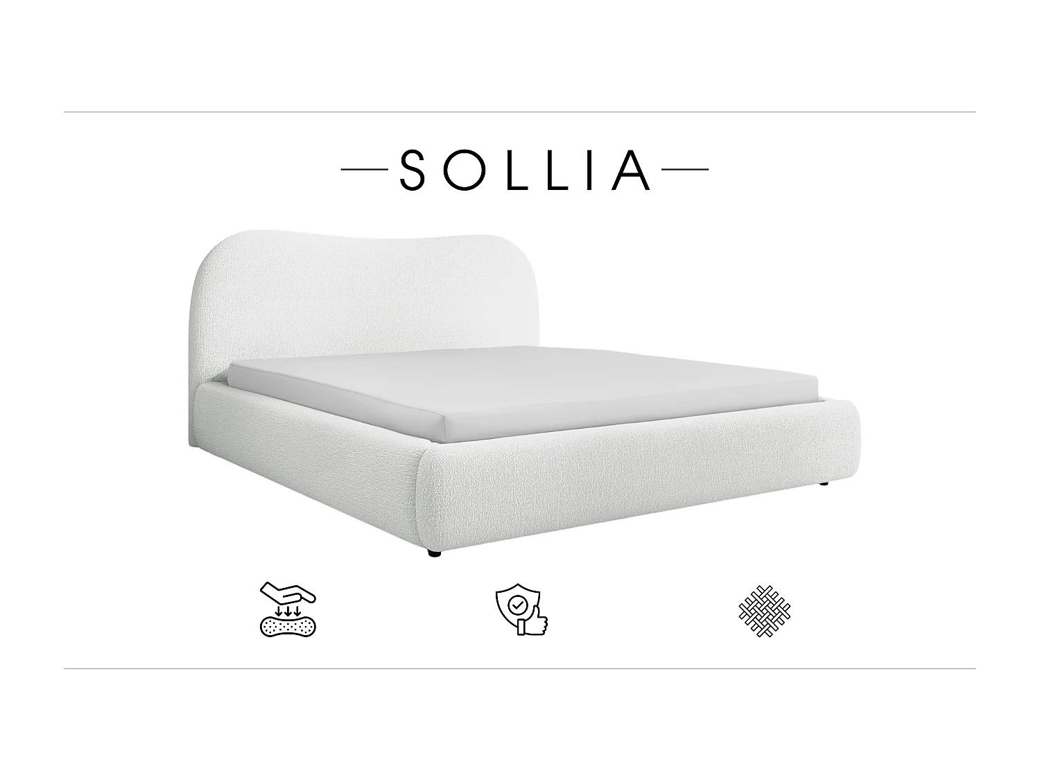 LIT CAPITONNÉ avec coffre de lit Sollia 180x200 cm, Crème