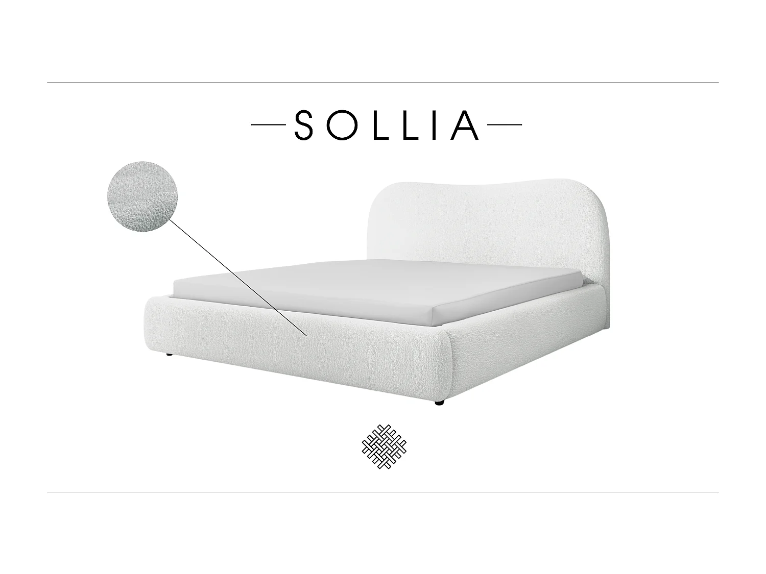 LIT CAPITONNÉ avec coffre de lit Sollia 180x200 cm, Crème