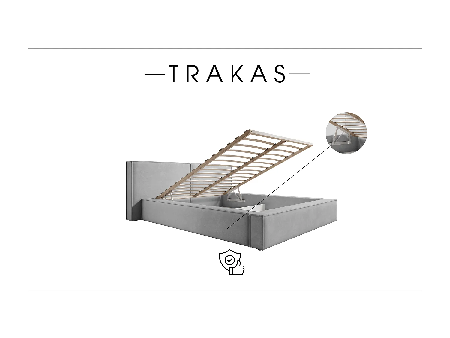 LIT CAPITONNÉ avec coffre de lit Trakas 120x200 cm, gris clair