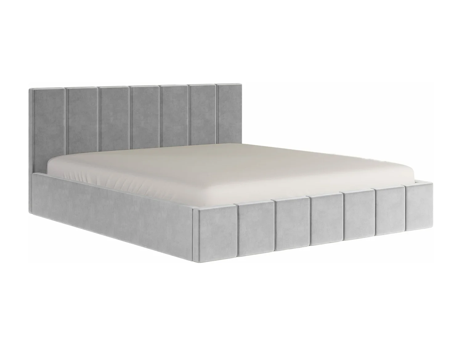 LIT CAPITONNÉ en velours Sandvika Gris clair 120x200 cm