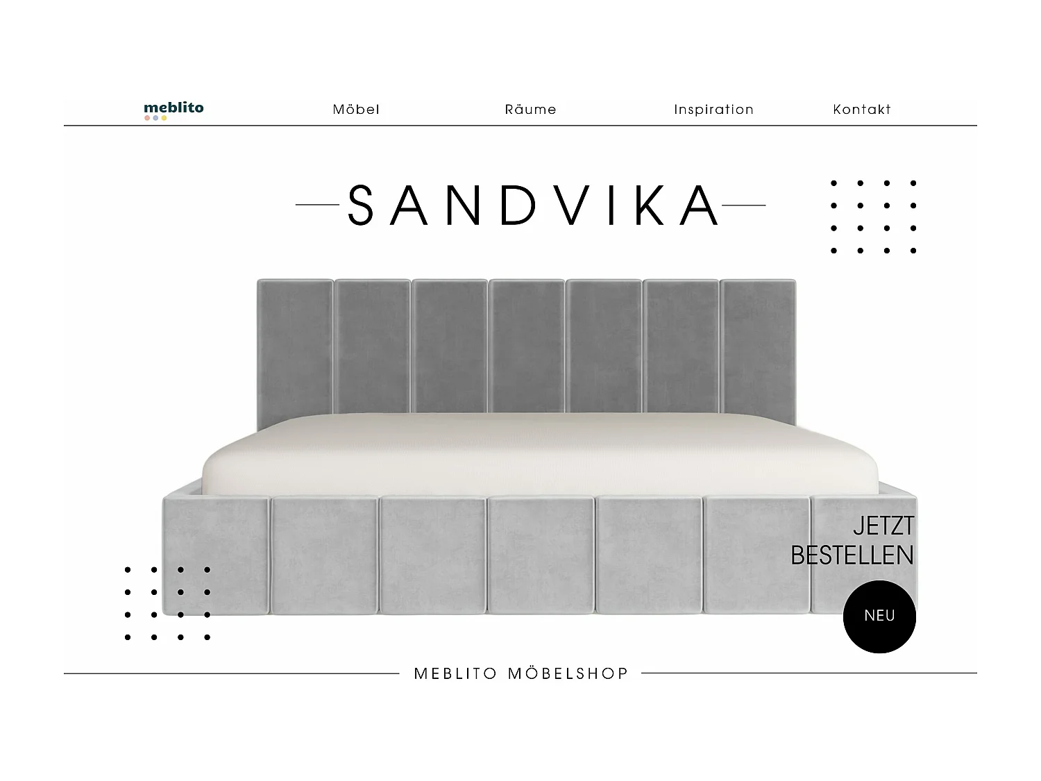 LIT CAPITONNÉ en velours Sandvika Gris clair 120x200 cm