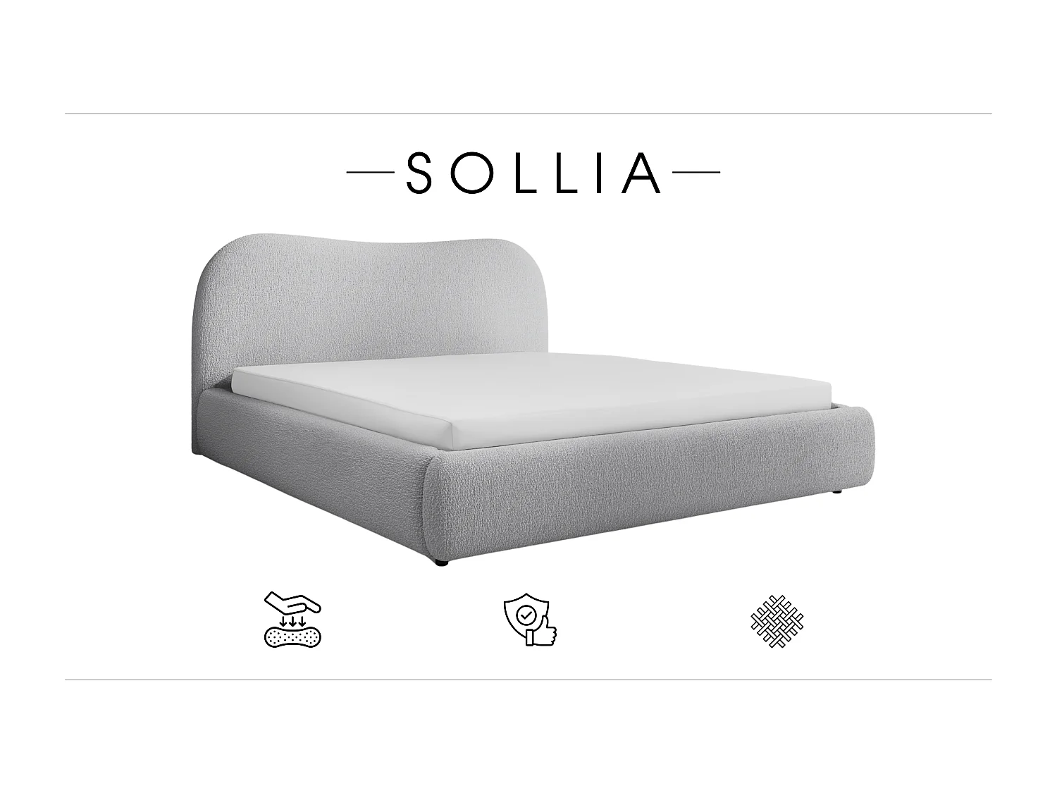 LIT CAPITONNÉ avec coffre de lit Sollia 140x200 cm, Gris