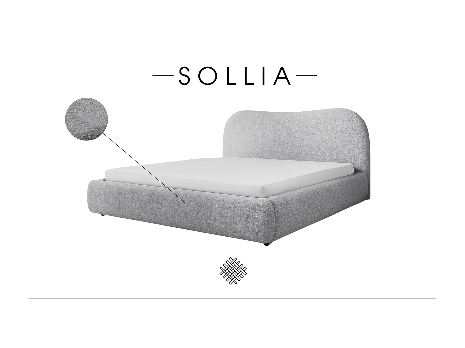 LIT CAPITONNÉ avec coffre de lit Sollia 140x200 cm, Gris