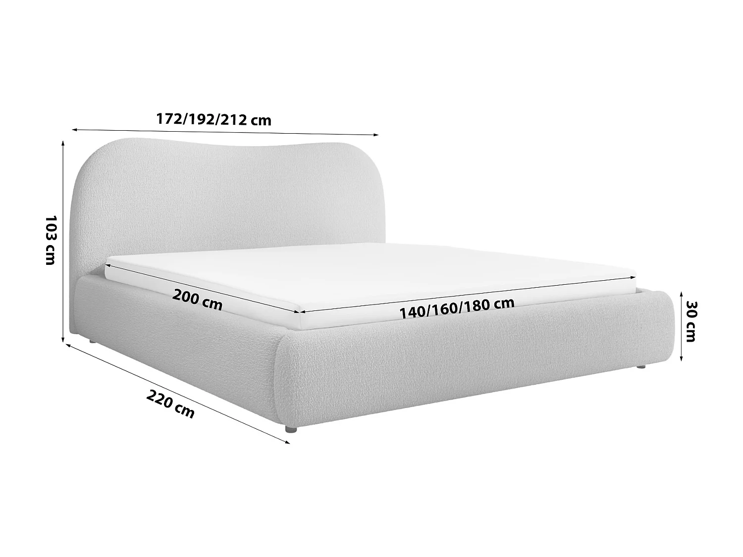 LIT CAPITONNÉ avec coffre de lit Sollia 140x200 cm, Gris