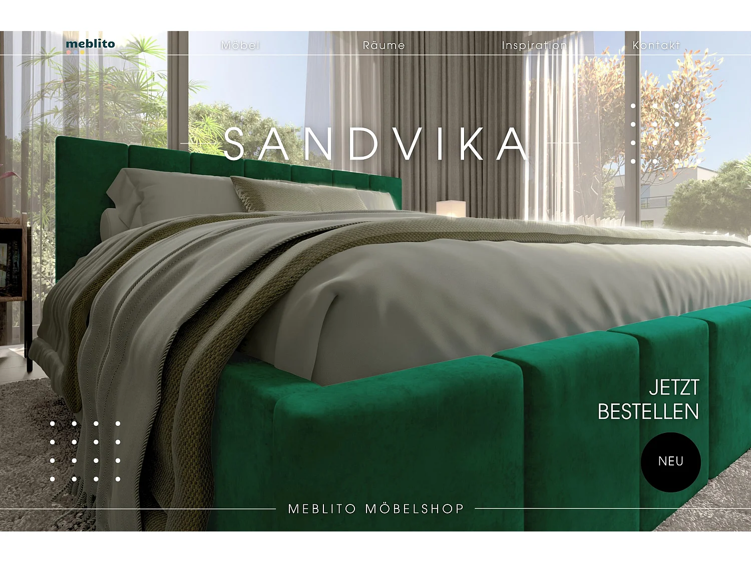 LIT CAPITONNÉ en velours Sandvika Vert 180x200 cm