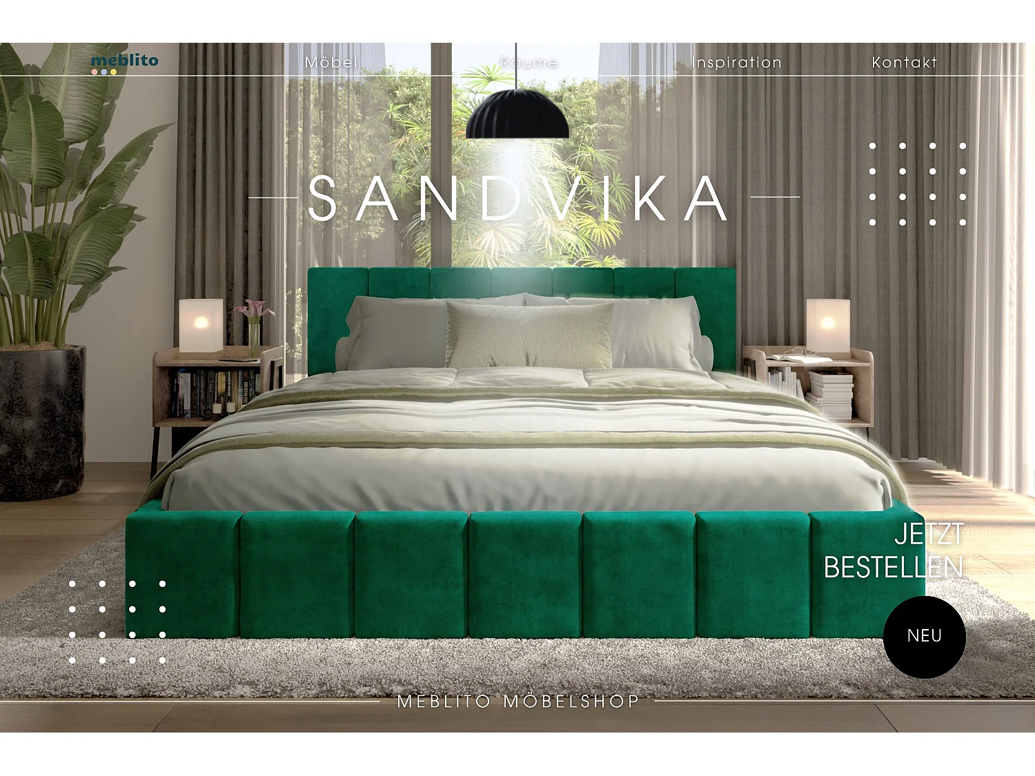 LIT CAPITONNÉ en velours Sandvika Vert 120x200 cm