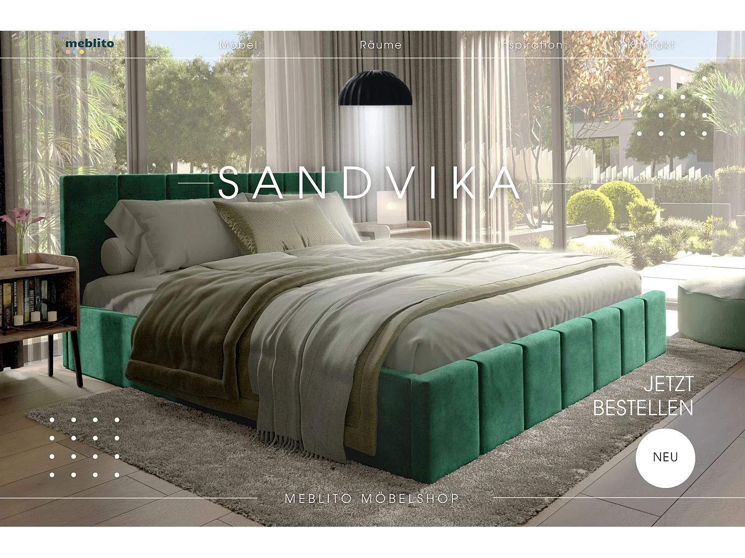 LIT CAPITONNÉ en velours Sandvika Vert 120x200 cm