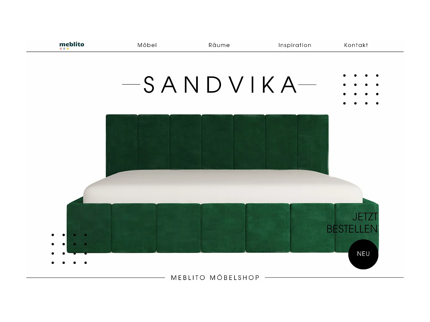 LIT CAPITONNÉ en velours Sandvika Vert 120x200 cm