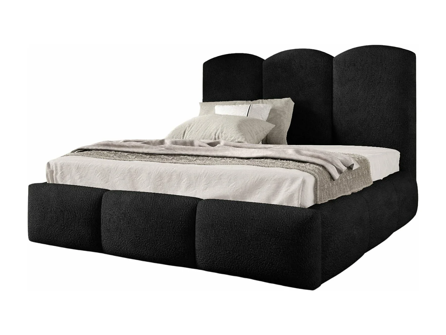 POLSTERBETT aus Bouclé-Stoff Ranis 140x200 cm, Schwarz