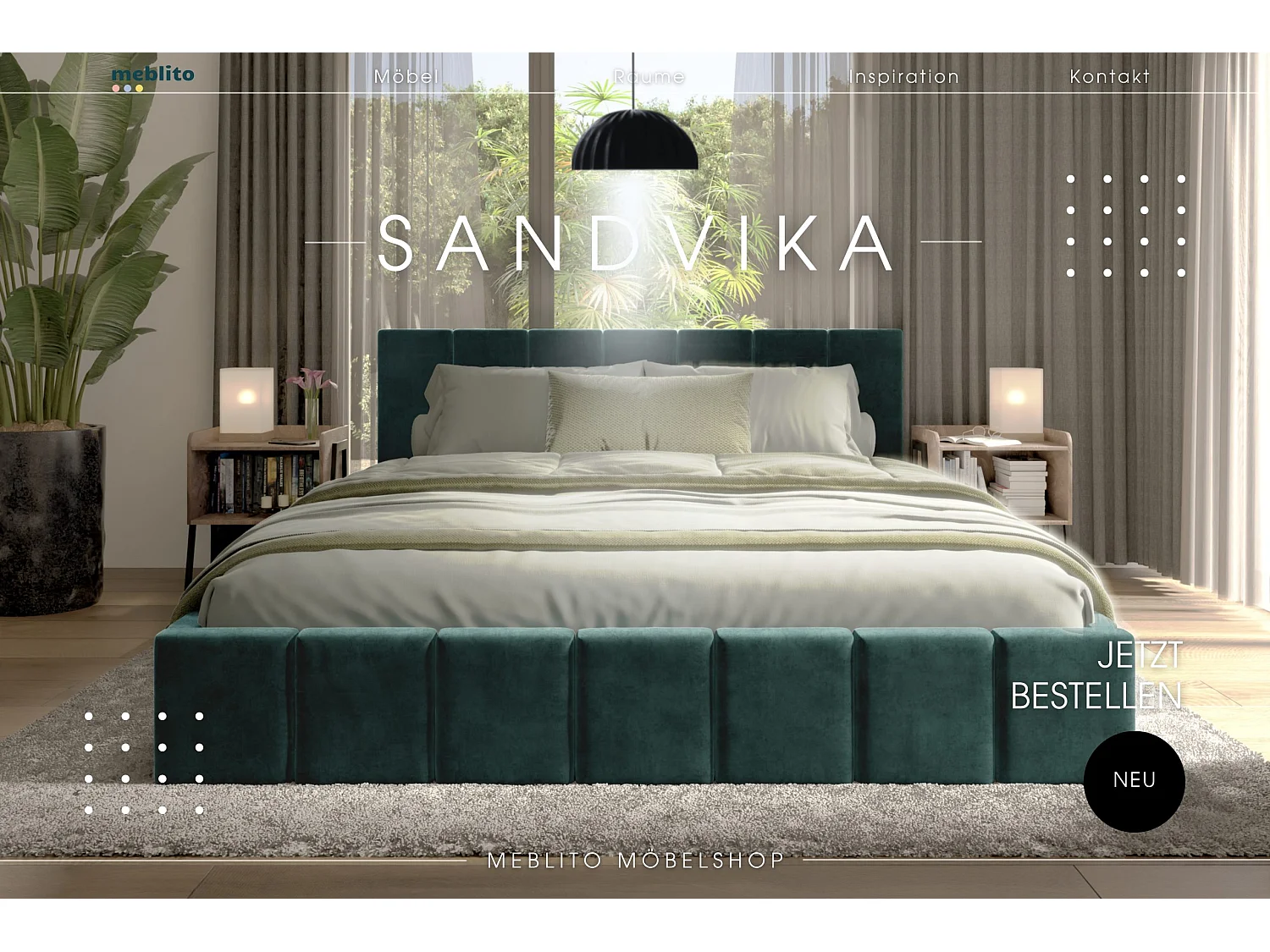 LIT CAPITONNÉ en velours Sandvika Vert foncé 160x200 cm