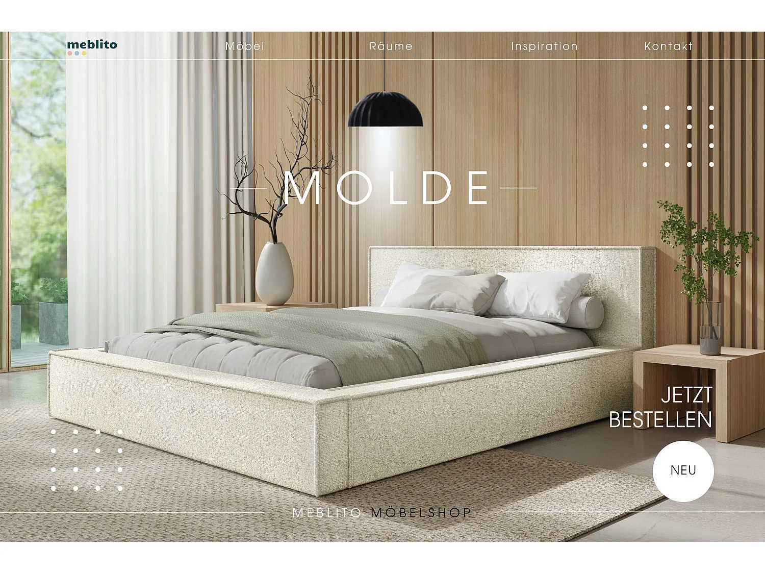 POLSTERBETT Molde mit Bettkasten 180x200 cm, Ecru