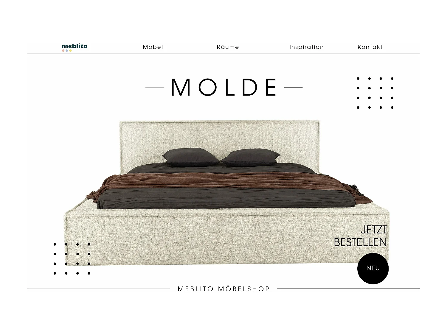 POLSTERBETT Molde mit Bettkasten 180x200 cm, Ecru