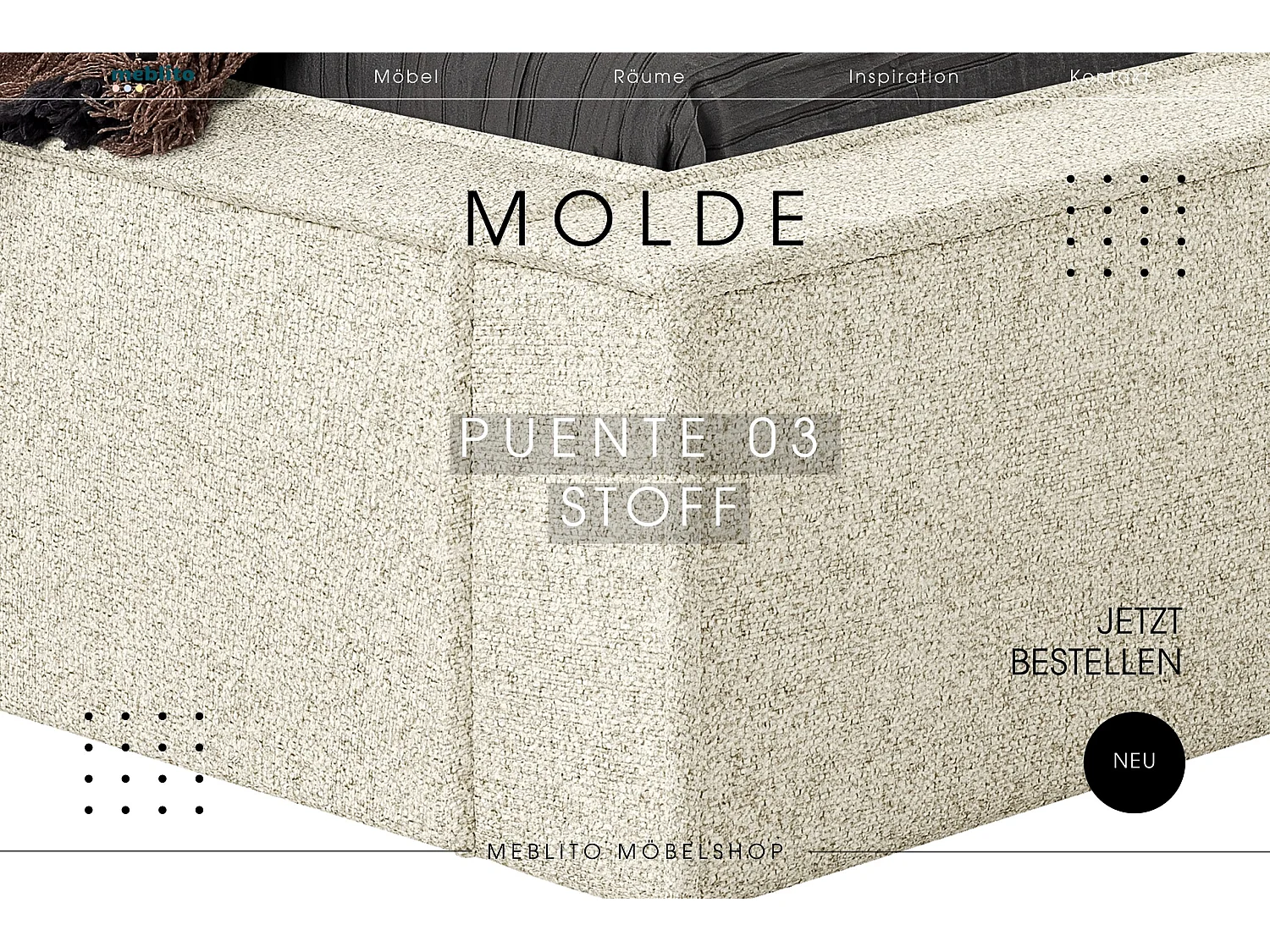 POLSTERBETT Molde mit Bettkasten 180x200 cm, Ecru