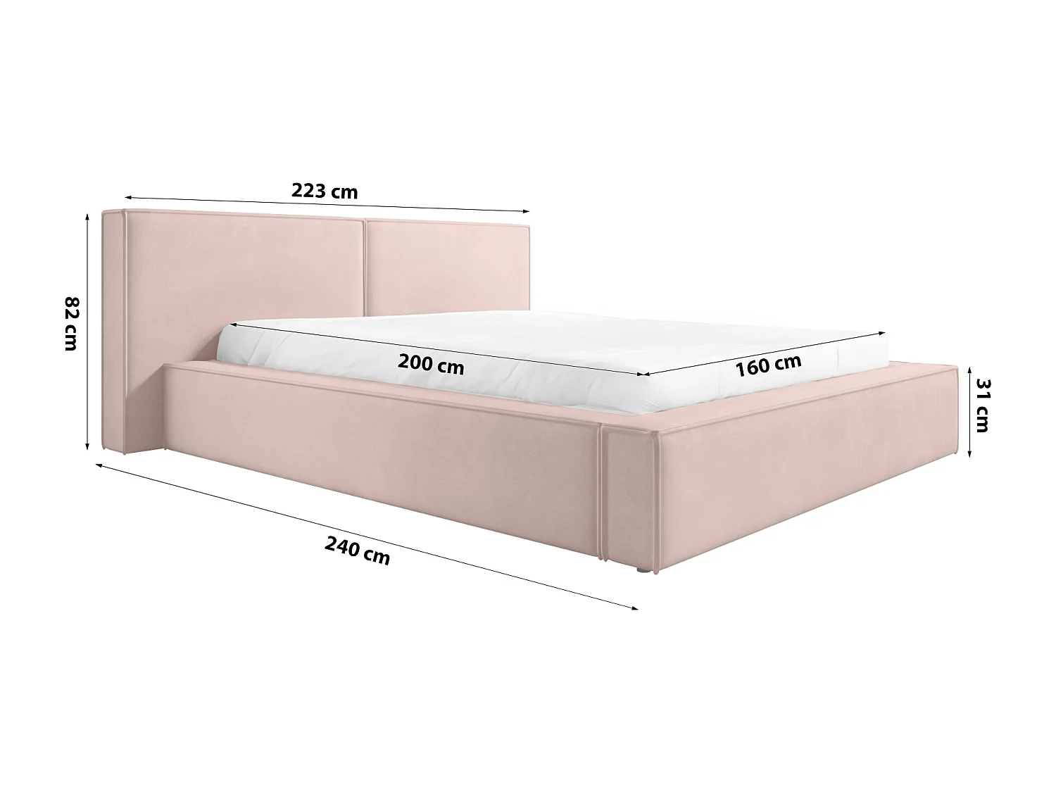 POLSTERBETT mit Bettkasten Trakas 160x200 cm, Rosa