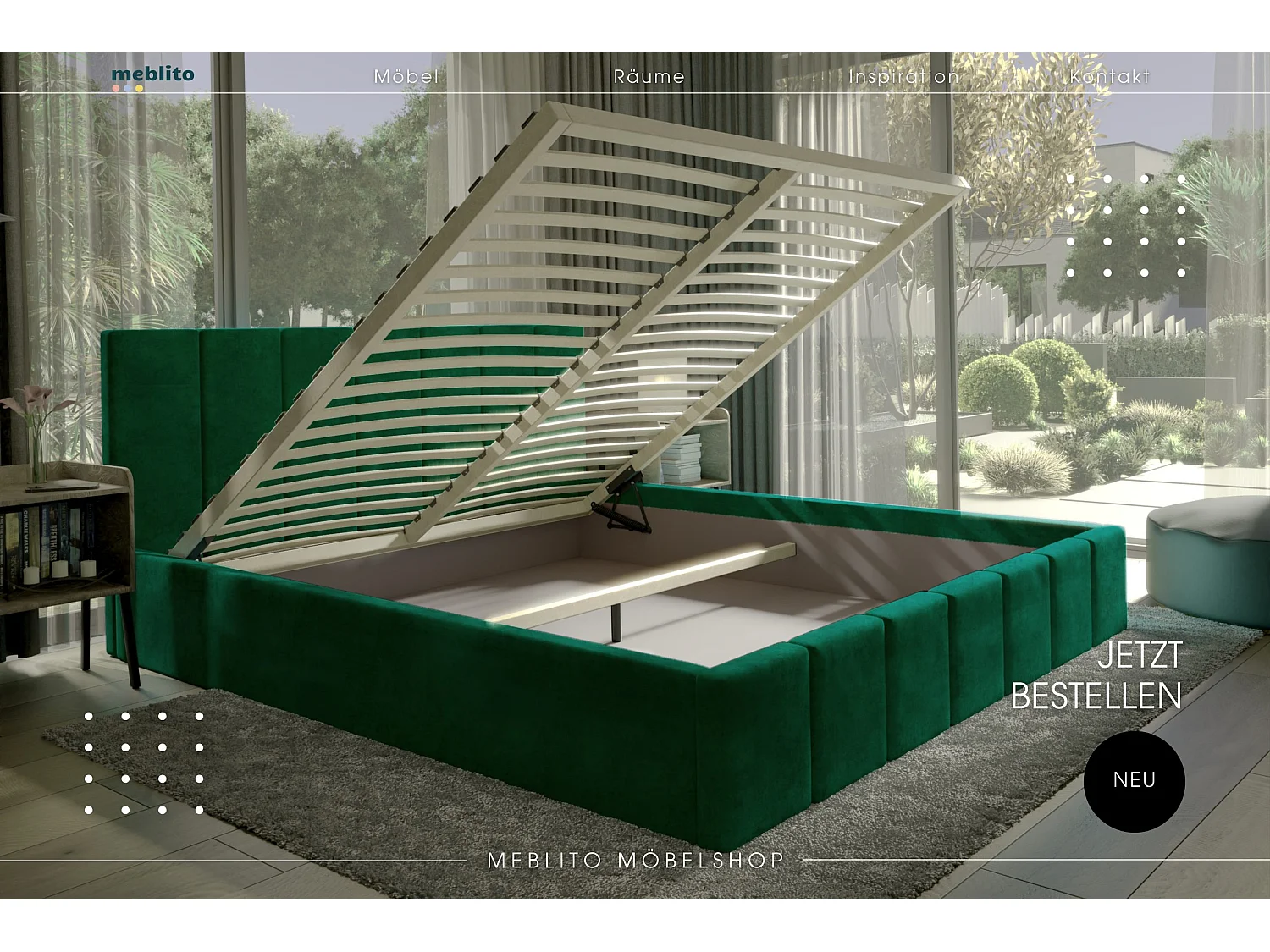 POLSTERBETT aus Velvet Sandvika Grün 160x200 cm