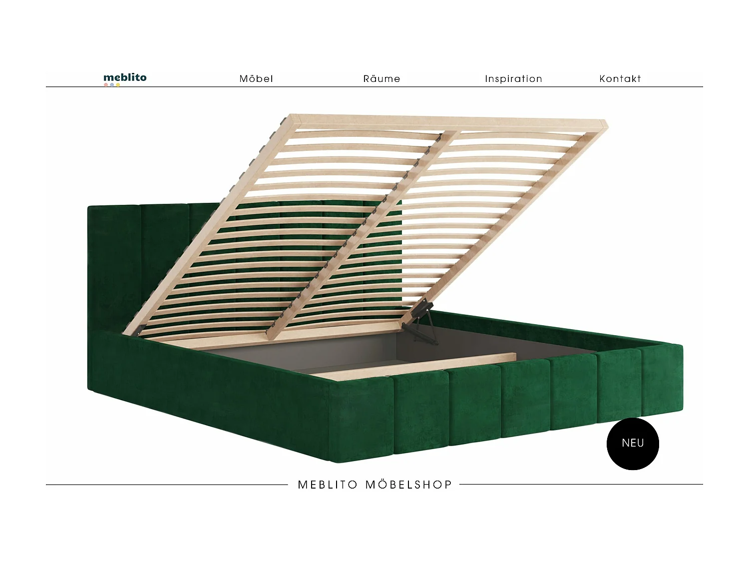 POLSTERBETT aus Velvet Sandvika Grün 160x200 cm