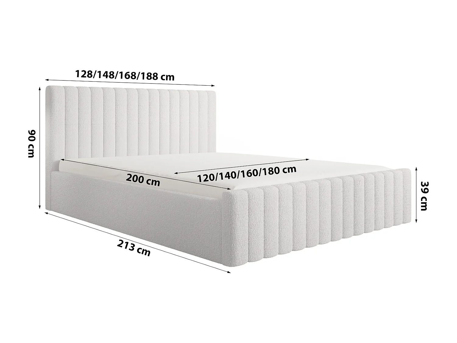 POLSTERBETT Mit Bettkasten Dalbes Weiß 120x200