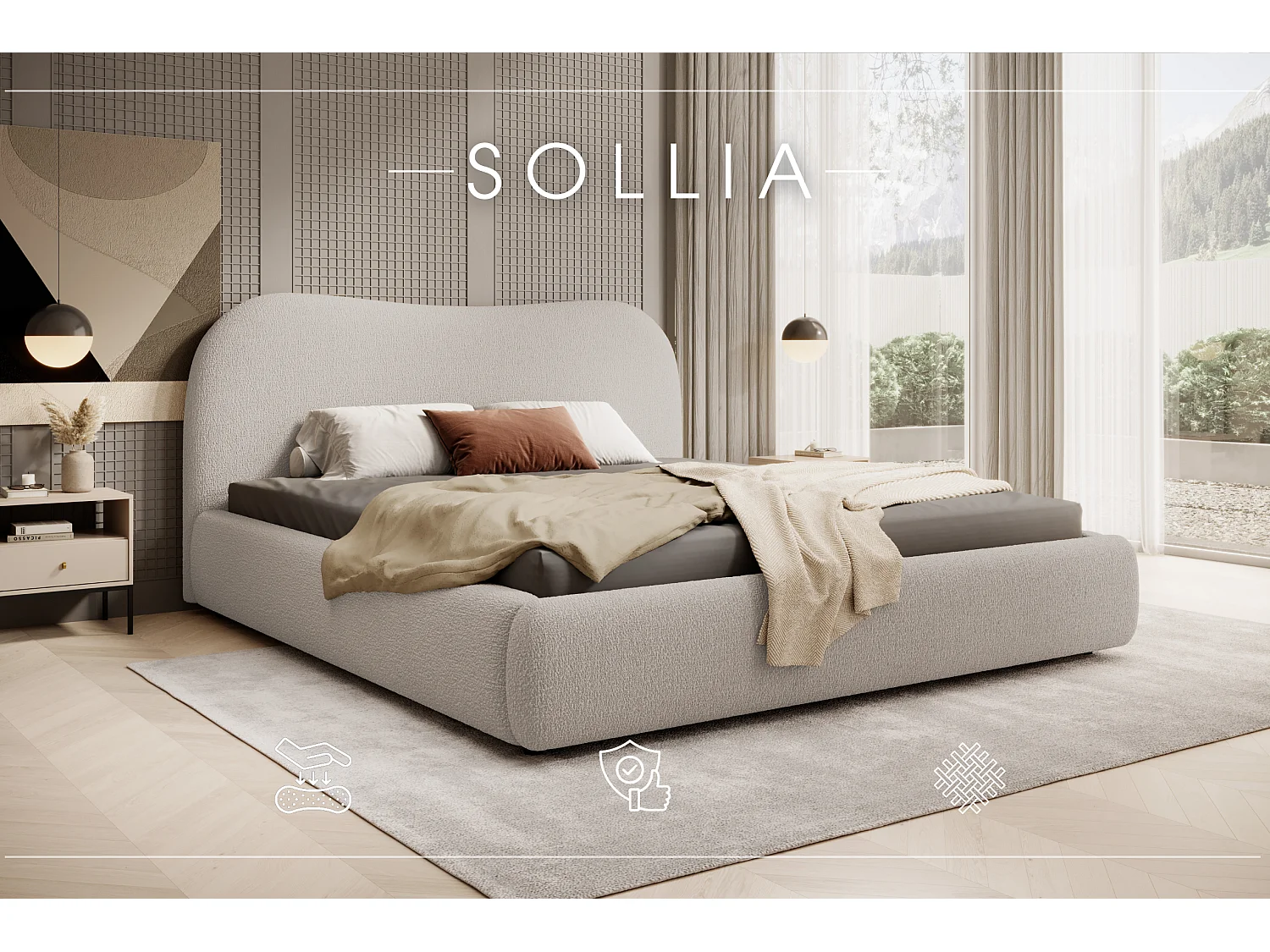 POLSTERBETT mit Bettkasten Sollia 140x200 cm, Beige