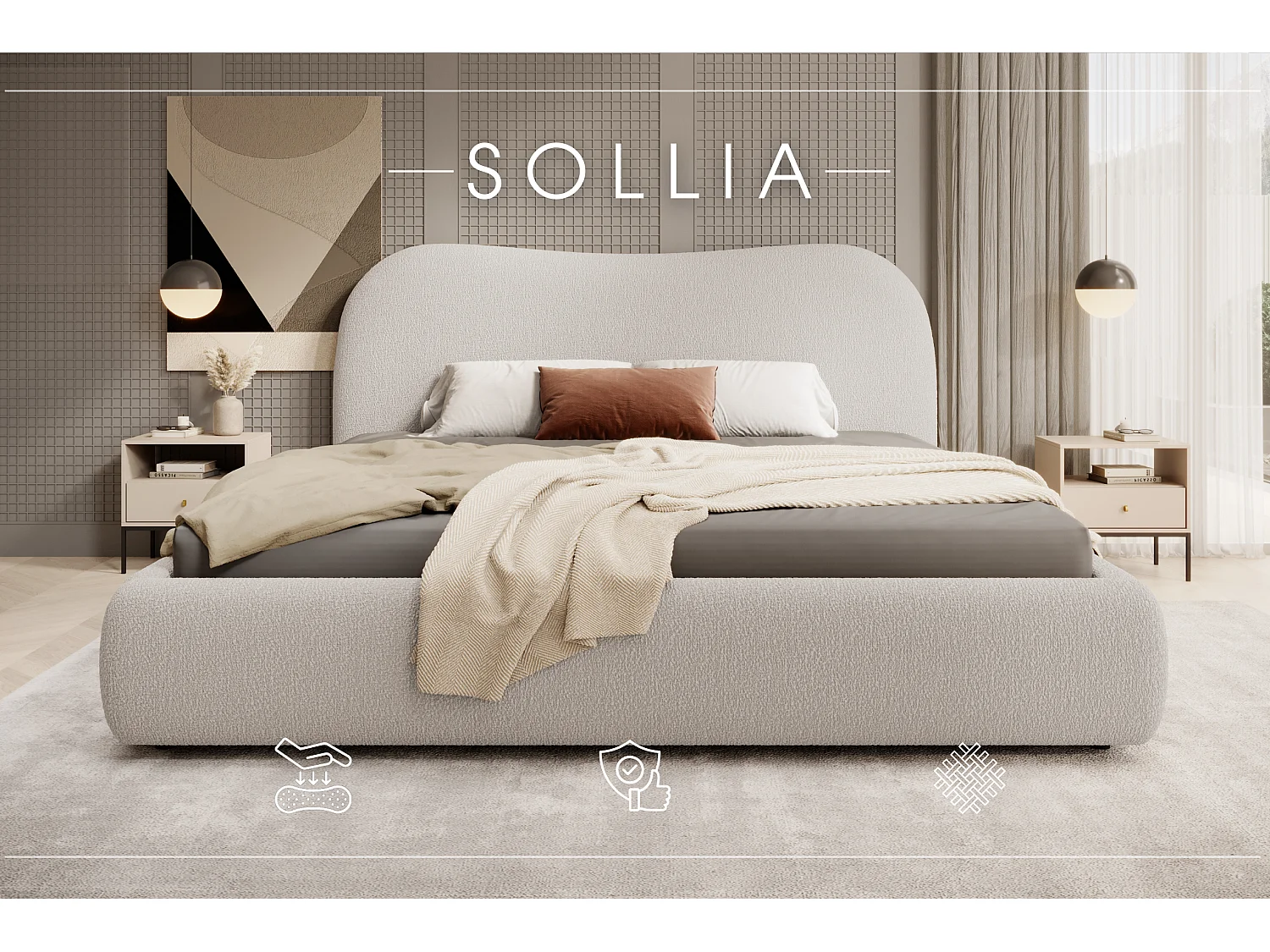 POLSTERBETT mit Bettkasten Sollia 140x200 cm, Beige