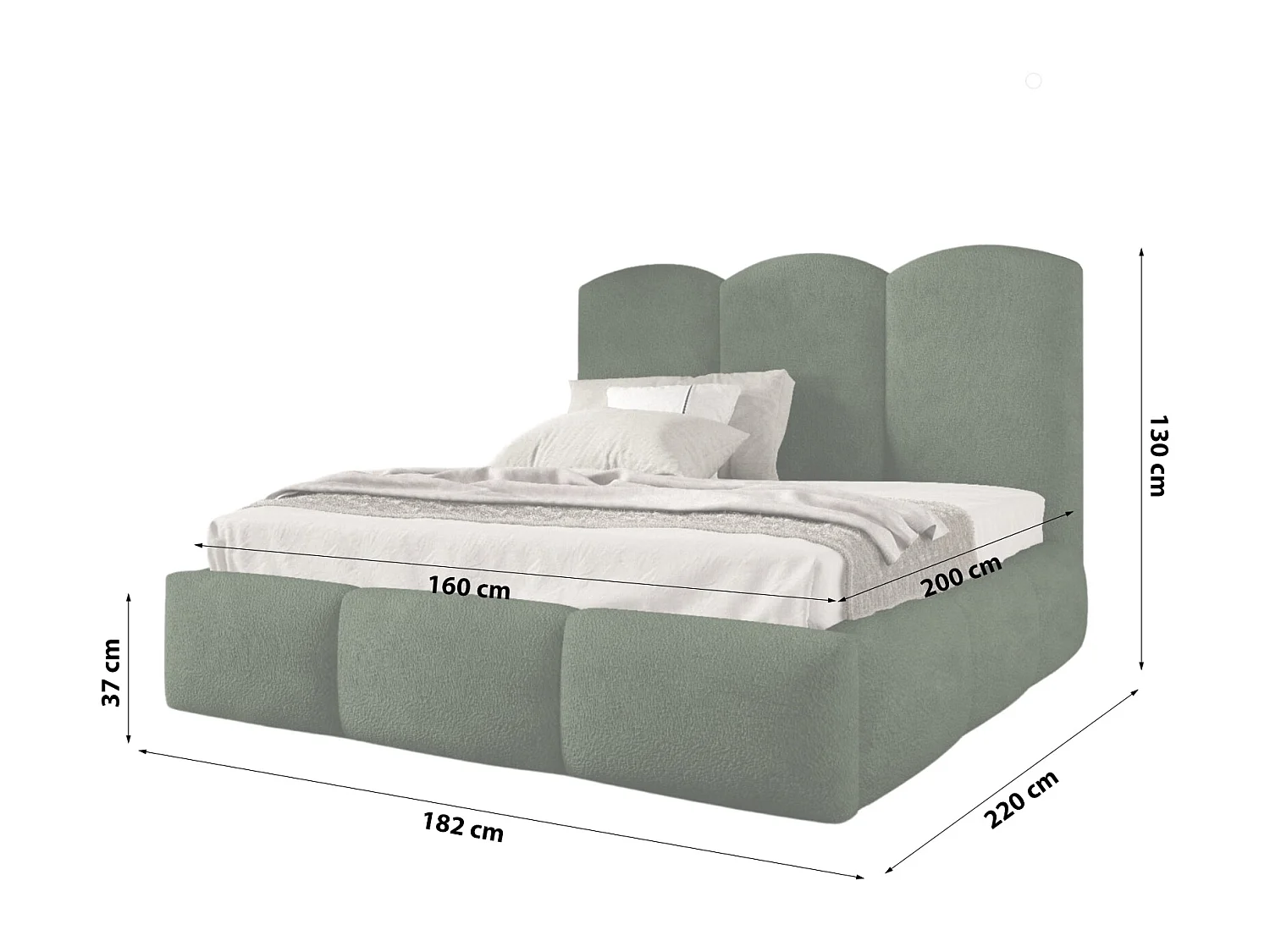 POLSTERBETT aus Bouclé-Stoff Ranis 160x200 cm, Dunkelgrün