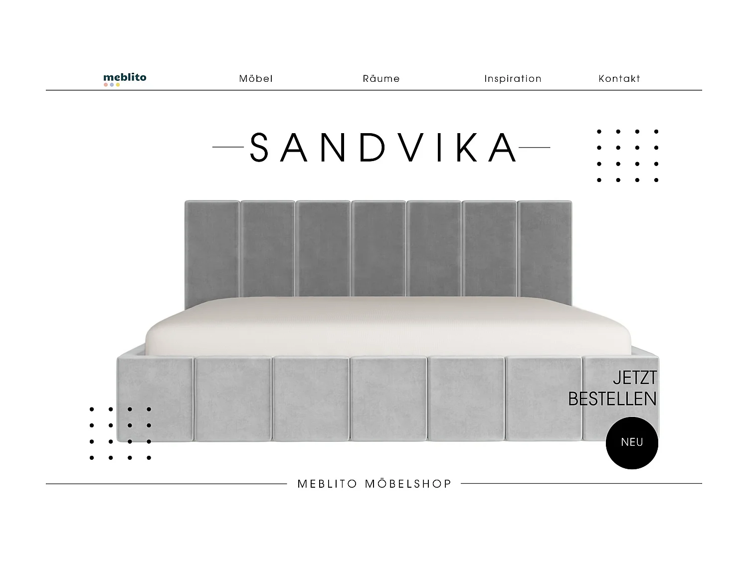 LIT CAPITONNÉ en velours Sandvika Gris clair 140x200 cm