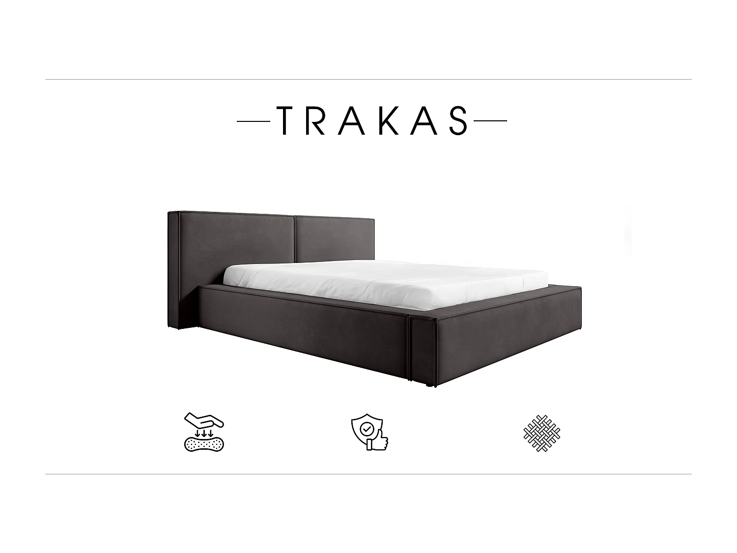 LIT CAPITONNÉ avec coffre de lit Trakas 200x200 cm, gris foncé