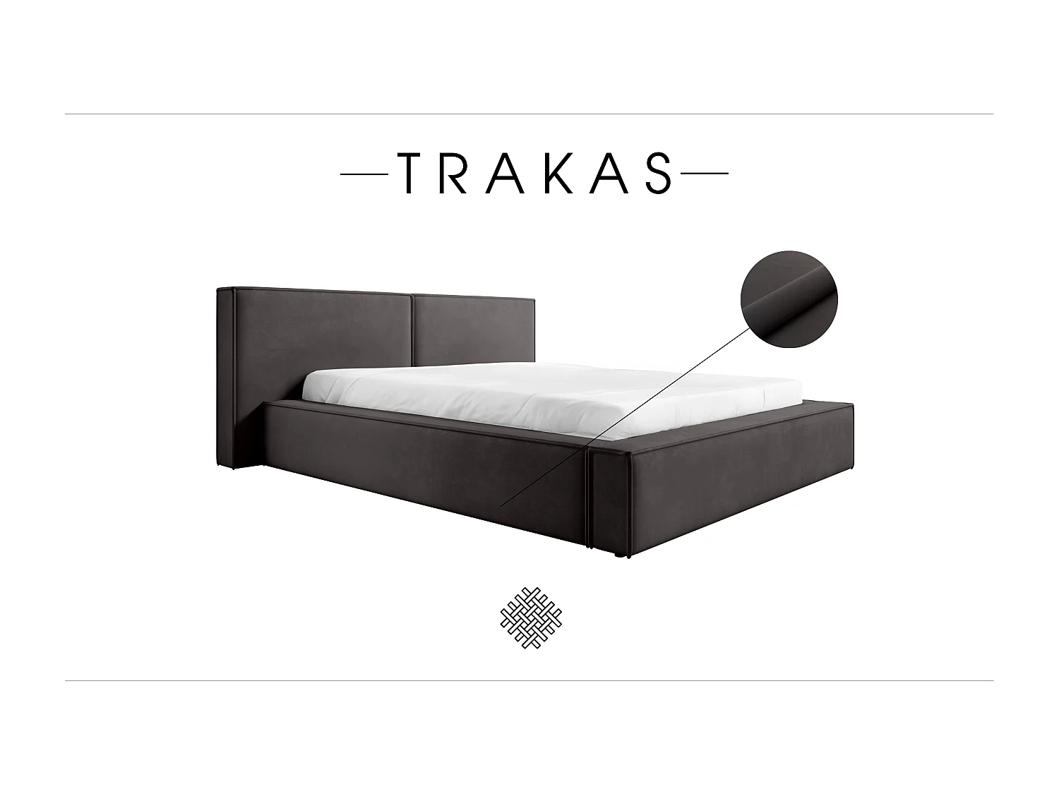 LIT CAPITONNÉ avec coffre de lit Trakas 200x200 cm, gris foncé