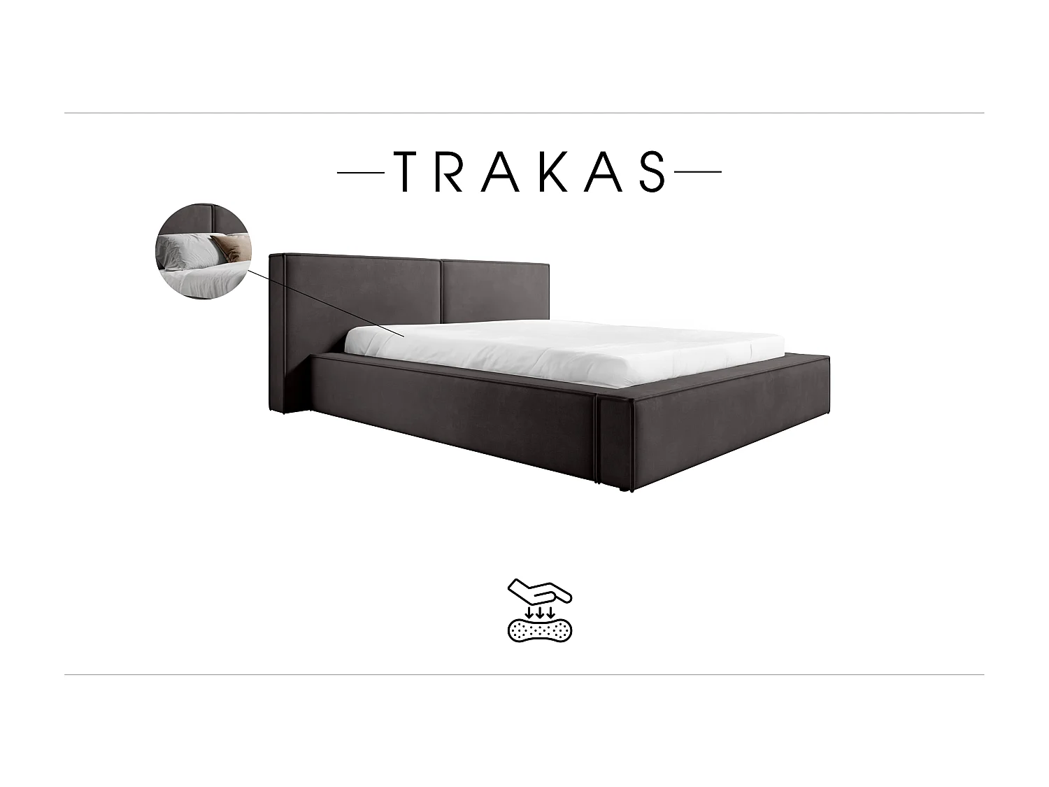 LIT CAPITONNÉ avec coffre de lit Trakas 200x200 cm, gris foncé