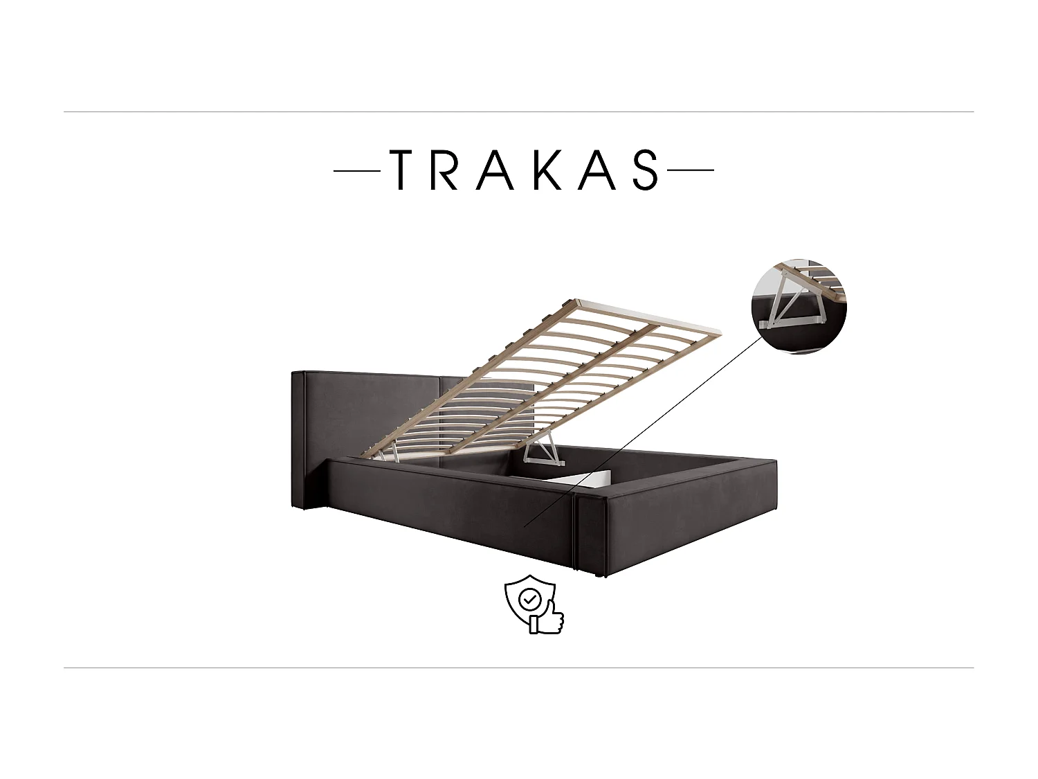 LIT CAPITONNÉ avec coffre de lit Trakas 200x200 cm, gris foncé