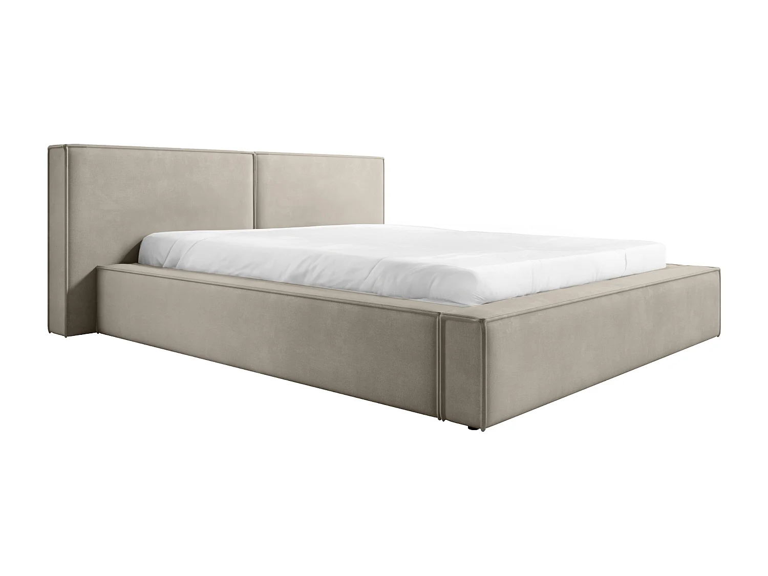 LIT CAPITONNÉ avec coffre de lit Trakas 200x200 cm, beige clair