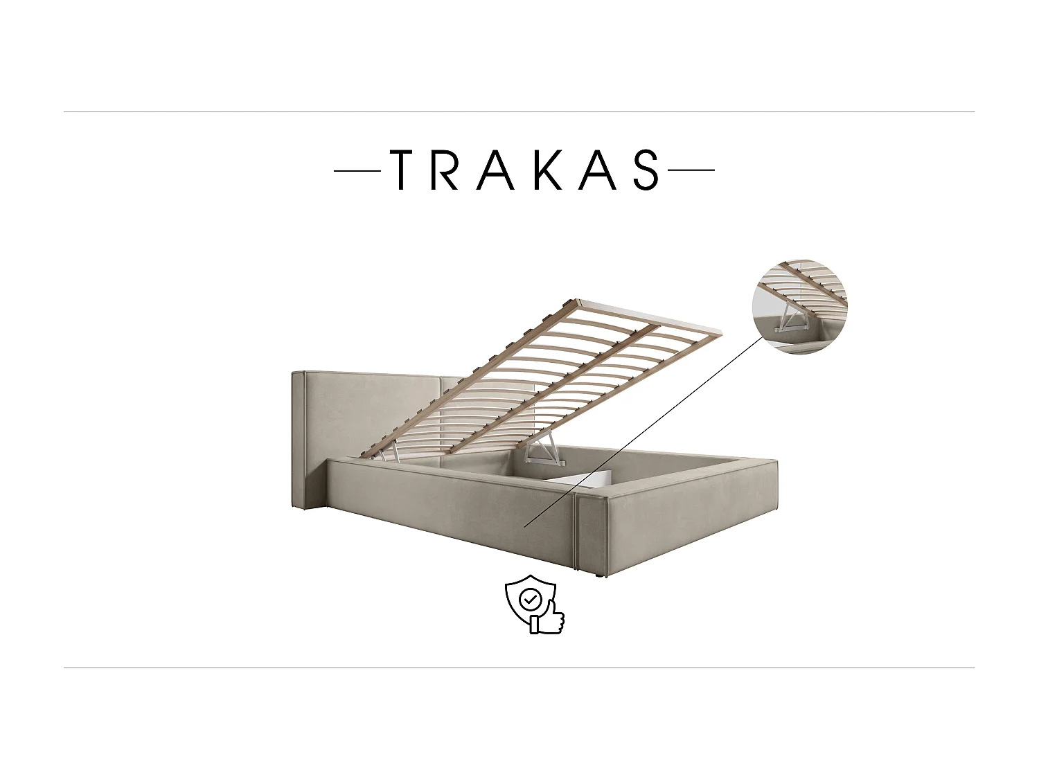 POLSTERBETT mit Bettkasten Trakas 200x200 cm, Hellbeige