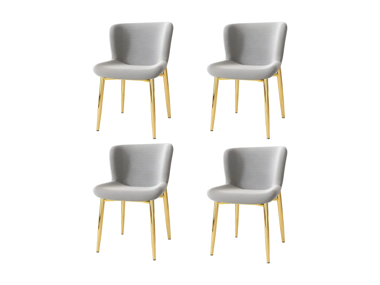 Lot de 4 chaises en velours et pieds en métal galvanisées, charge max 150kg, 54x45x82cm, Gris