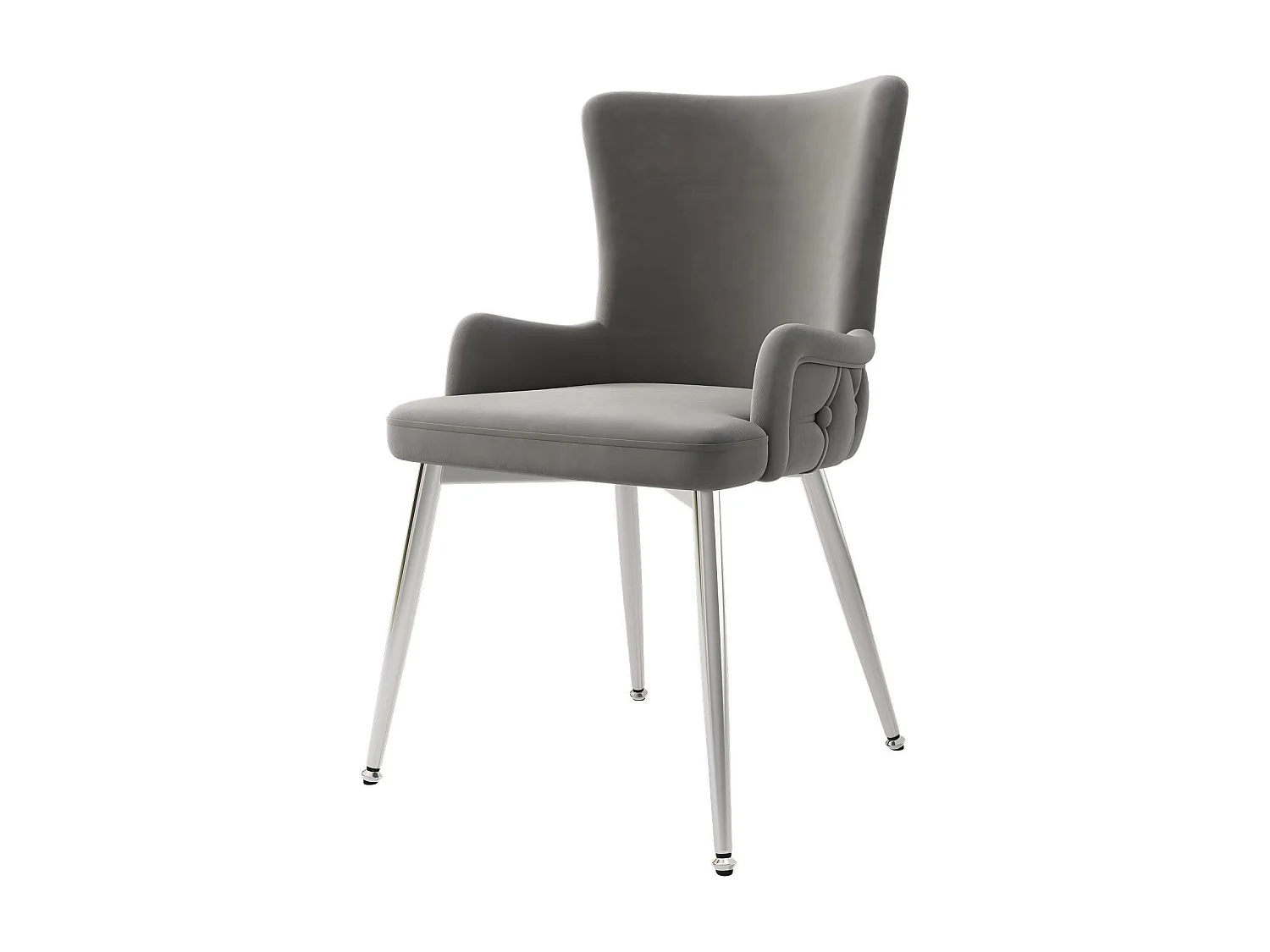 Conjunto de 6 sillas de terciopelo, con 4 pies de metal, carga máxima de 120 kg, 55x48x84cm, gris