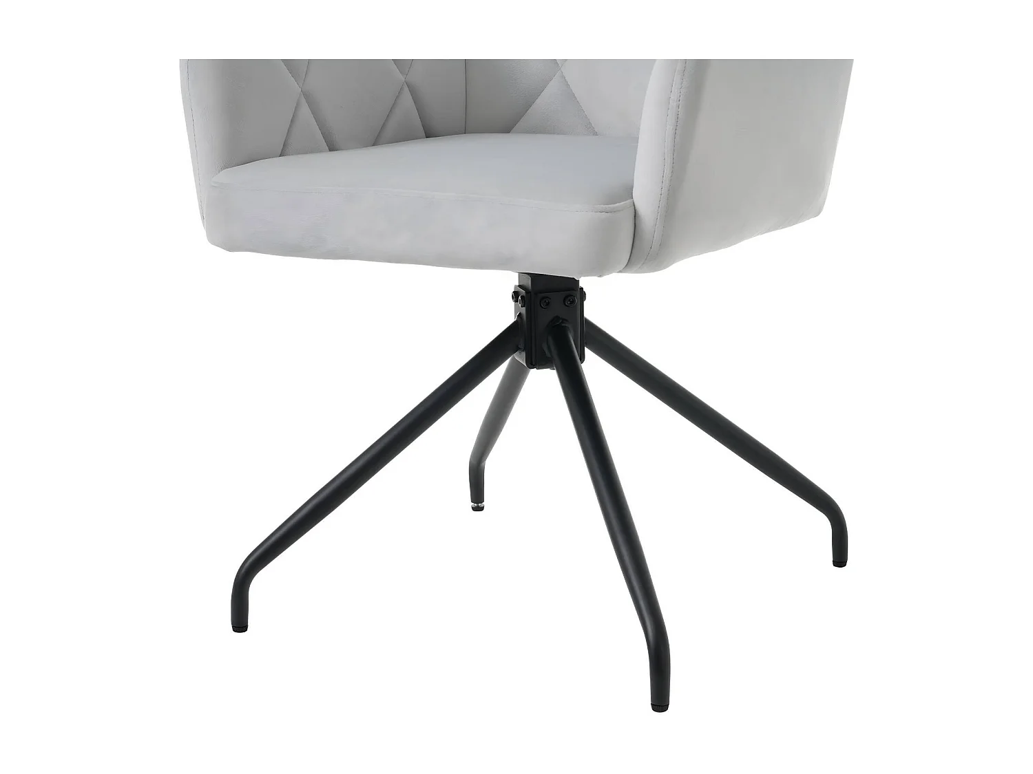 Set van 4 draaibare stoelen van fluweel, diamantmotief, met armleuningen, lendensteun, 60x45x85cm, Grijs