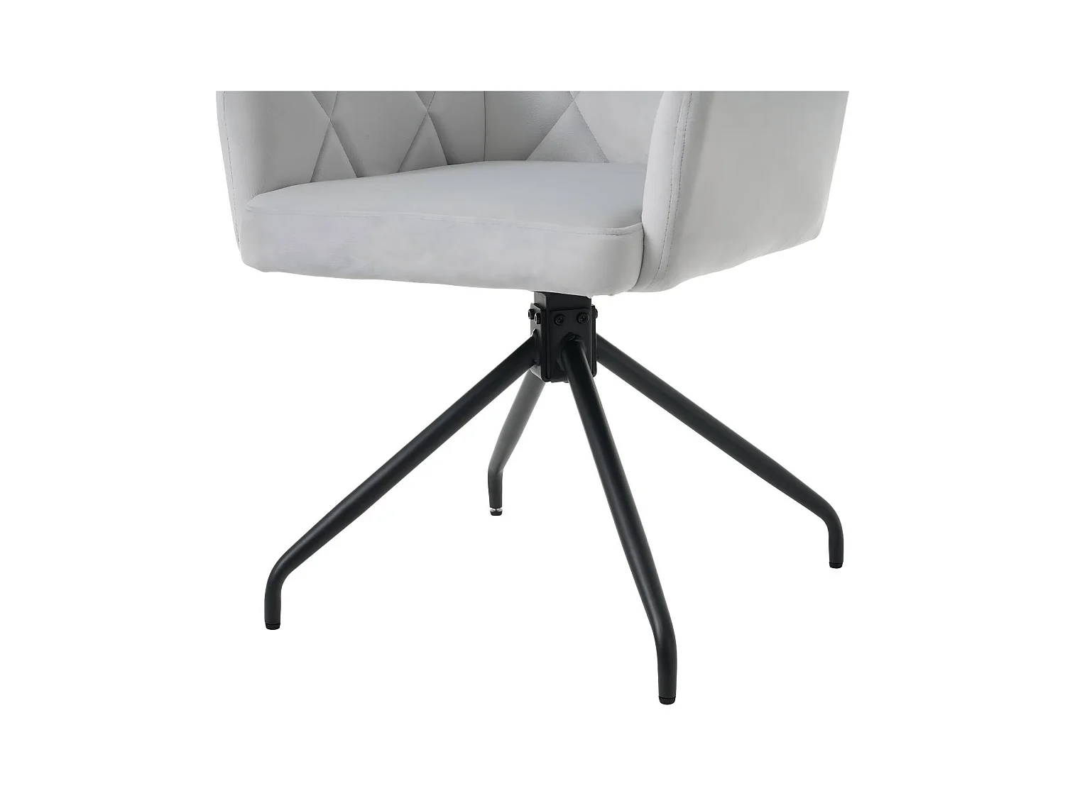 Set van 4 draaibare stoelen van fluweel, diamantmotief, met armleuningen, lendensteun, 60x45x85cm, Grijs