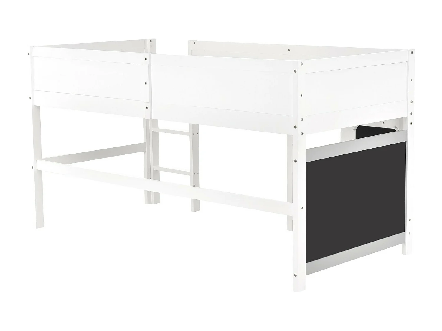 Scandinavisch halverhoog bed voor kinderen, met twee graffitiplanken, 3 trappen, 90x200cm
