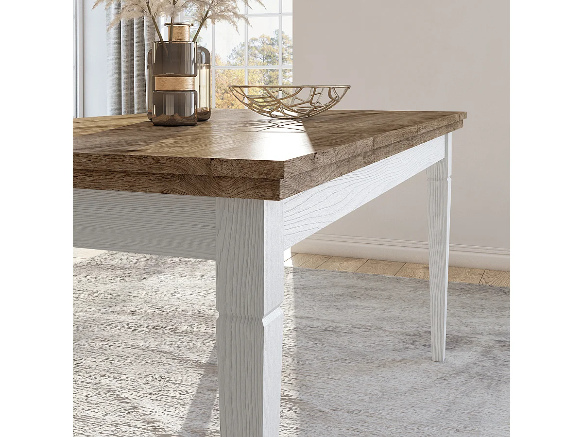 Martin Mesa de jantar extensível, 6-8 lugares, madeira branca